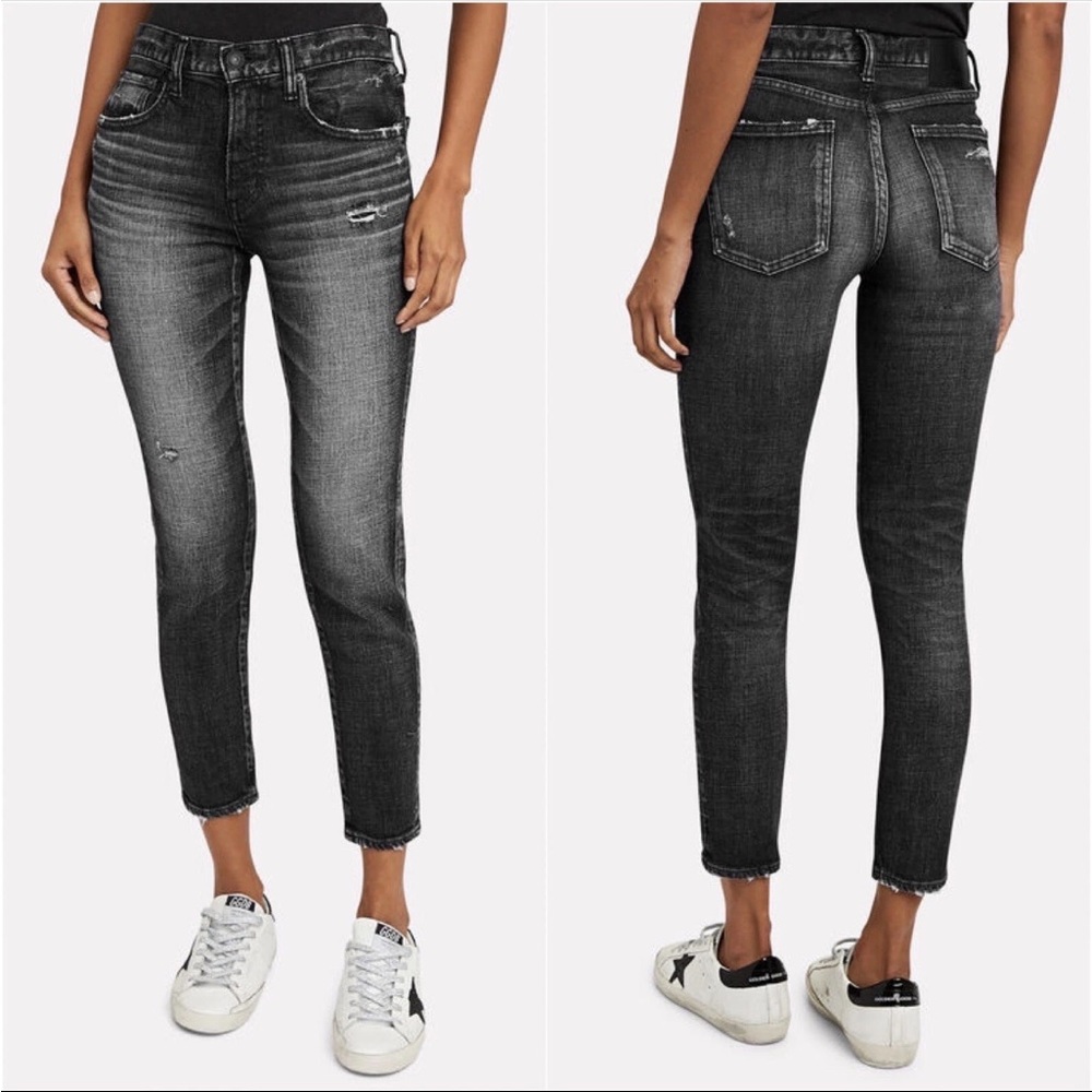 Moussy Vintage Straight ankle Leg Jeans stretch Black  Mid Rise Denim Sz 29 NEW